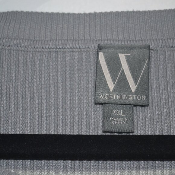 Pre-owned Worthington Grey, black,white striped long sleeve thermal sweater, XXL - Picture 2 of 6